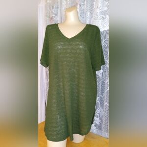 NWOT Womens XL Sheer Green V-Neck Top